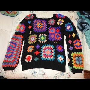 Vintage Sweaters - VTG GRANNY SQUARE CROCHET AFGHAN SWEATER Vintage Sweaters - VTG GRANNY SQUARE CROCHET AFGHAN SWEATER